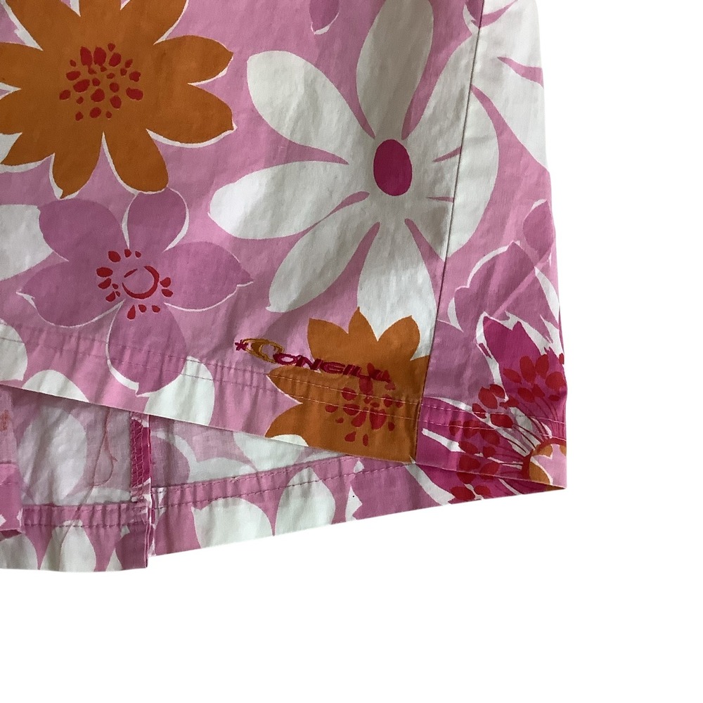 O'Neill Go Go Floral Mini Dress Pink Orange Tropical Cutout Back Womens Large - Picture 4 of 8